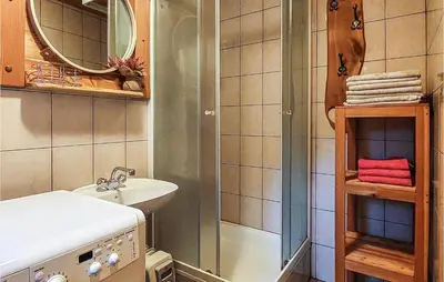 a small bathroom with a sink and a shower at 2 Bedroom Stunning Home In Luce in Luče