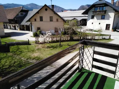 a view from the balcony of a house at Apartments Banko in Bled