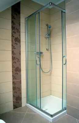 a shower with a glass enclosure in a bathroom at Apartmaji Lajf in Kranjska Gora