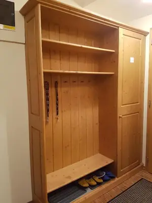 a locker room with shoes inside of it at Apartma Lenka Kranjska Gora in Kranjska Gora