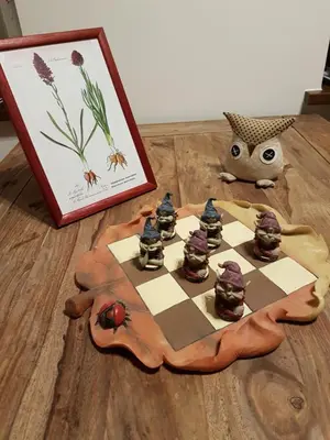 a board game on a table with a picture of flowers at Nigritella in Kranjska Gora