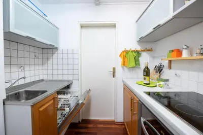 a kitchen with a sink and a dishwasher at Mateja House - Apartments in Žirovnica in Rodine