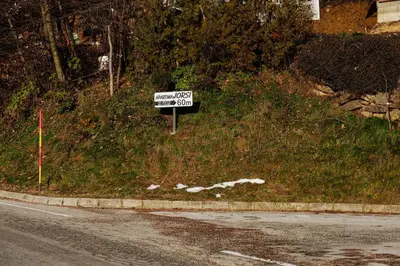 a street sign on the side of a road at Apartment Jorsi with Mountain View in Zreče
