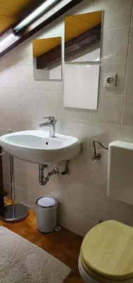 a bathroom with a sink and a toilet at Apartment Slavi in Vipava