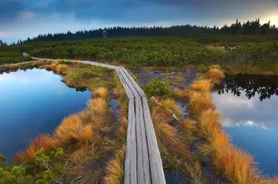 a wooden bridge over a body of water at BikeSki family hotel, b&b, apartaments, rooms in Mežica