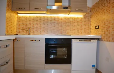 a kitchen with a stove and a dishwasher at Fontana in Bovec