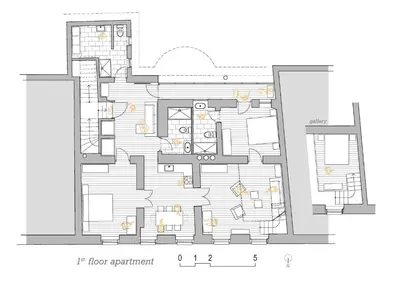 a floor plan of a house at Rohrmann apartments in Ljubljana