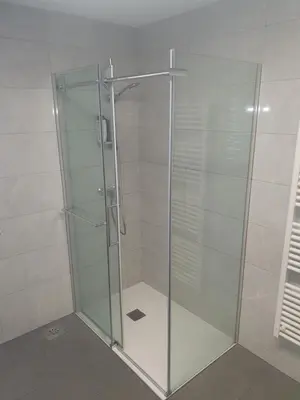 a shower with a glass door in a bathroom at Sanja apartment near to Ljubljana in Preserje pri Radomljah