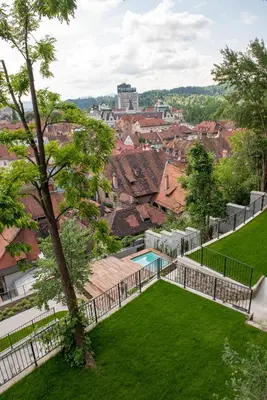 an aerial view of the backyard of a house at Stella Sky in Ljubljana