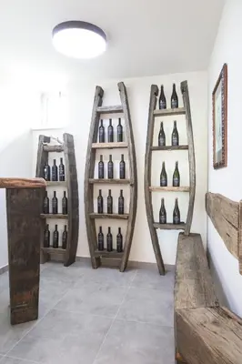 a room filled with wine bottles on shelves at Vila Izabela in Križevci pri Ljutomeru