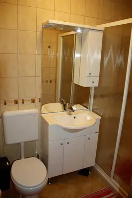 a bathroom with a toilet and a sink and a shower at 238 Spodnje Gorje in Spodnje Gorje