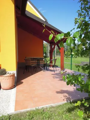 a patio with a table and chairs on it at Apartment Antonia in Dobova