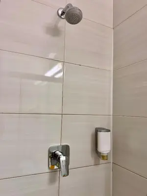 a bathroom with a shower with a shower head at Rooms Sincere 1830 in Ljubljana