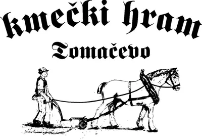a man is pulling a horse drawn carriage at Penzion Kmečki Hram in Ljubljana