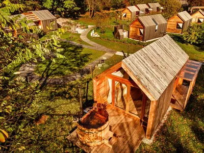 an overhead view of a play house with a grill at Glamping Mountain Fairy Tale in Bistrica pri Tržiču
