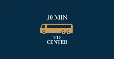 a yellow school bus with the words min to center at Ljubljana Resort Hotel & Camping in Ljubljana