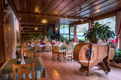 a restaurant with tables and chairs in a room at Hotel in restavracija Pod Roglo in Zreče