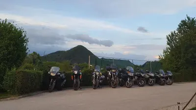 a group of motorcycles parked in a row at Pri Ancki Sobe Rooms Accomodation Ljubljana suburbs in Medvode