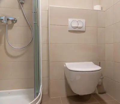 a bathroom with a toilet and a shower at Grand Hotel Rogaska in Rogaška Slatina