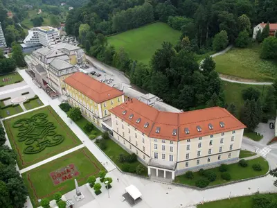 an overhead view of a large building with a roof at Grand Hotel Rogaska in Rogaška Slatina