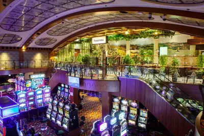an overhead view of a casino with lots of slot machines at Park, Hotel & Entertainment in Nova Gorica