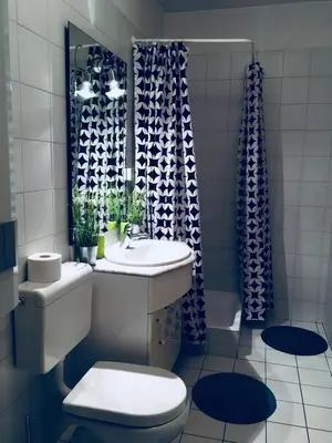 a bathroom with a sink and a toilet and a mirror at Urban herbs apartment in Ljubljana