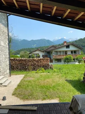 a view from the patio of a house at Ciginj old stone house in Čiginj