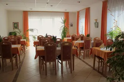 a dining room with tables and chairs in a room at Garni Hotel Villa Tamara in Moravske Toplice