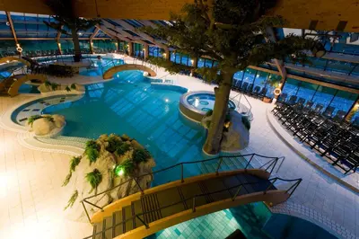 an overhead view of a swimming pool in a hotel at Bohinj Eco Hotel in Bohinj