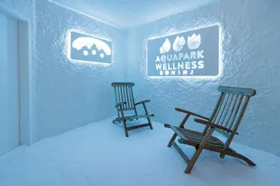 two chairs sitting in a room covered in snow at Bohinj Eco Hotel in Bohinj