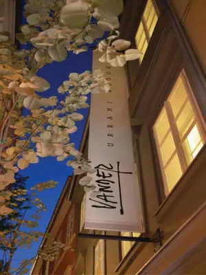 a sign on the side of a building at Vander Urbani Resort - a Member of Design Hotels in Ljubljana