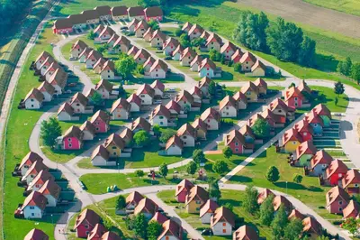 an aerial view of a row of houses at Apartments Čatež - Terme Čatež in Čatež ob Savi