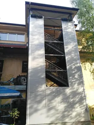 a staircase in the side of a building at Felix apartment Tour As Ljubljana in Ljubljana