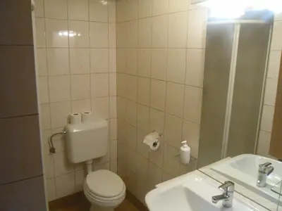 a bathroom with a toilet and a sink at Gostilna Ulčar in Ig