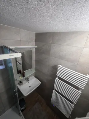 a bathroom with a sink and a mirror at Apartment Amy in Podčetrtek