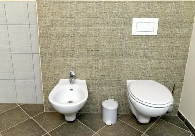 a bathroom with a toilet and a bidet at Hostel Plus Caffe in Petrovče