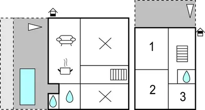 a floor plan of a house with two diagrams at Three-Bedroom Holiday Home In Gradac in Gradac