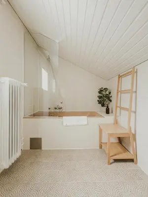 a bathroom with a ladder and a bath tub at Home in Bled in Bled