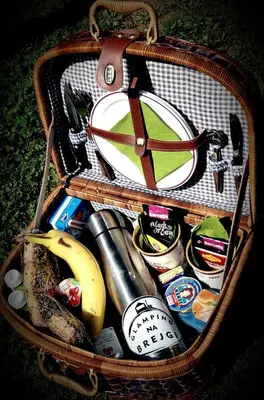 a suitcase filled with different types of items at Glamping NA BREJGI in Filovci