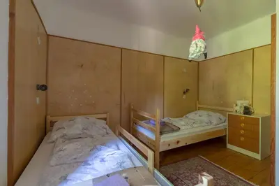 a bedroom with two beds and a dresser at Vila Krpan Kranjska Gora in Gozd Martuljek