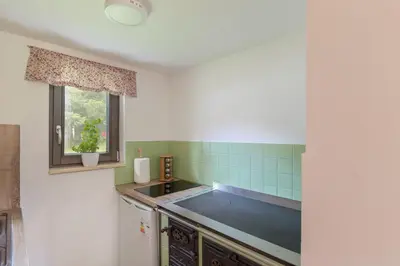 a kitchen with a sink and a window at Zalin planinski raj in Goreljek