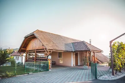 a house with a fence in front of it at Vineyard Cottage Urban in Mirna