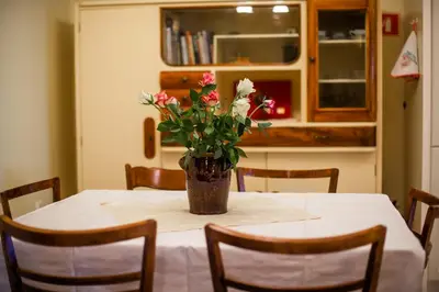 a table with a vase of flowers on top of it at Villa Zupan with Hot Tub in Škocjan