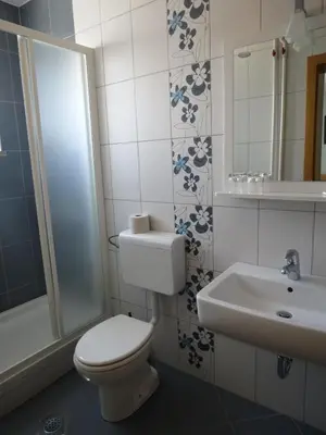 a bathroom with a toilet and a sink and a shower at Motel Divjak in Spodnje Hoče