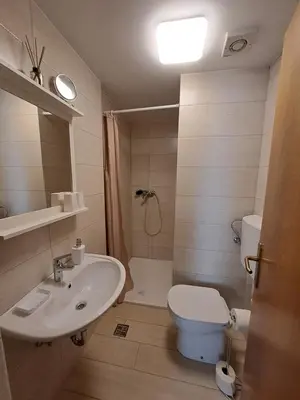 a bathroom with a sink and a toilet at Apartments Pr'Krštano in Kranjska Gora