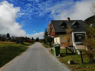 a house on the side of a road at Apartments Podkoren 82 in Kranjska Gora