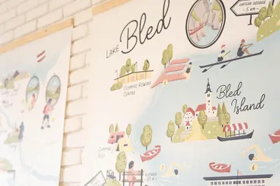 a wall mural in a room with a disneylandtheme at Funky soul studio in Žirovnica