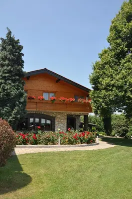 a house with flowers in front of it at Guesthouse Dolinsek in Sevnica