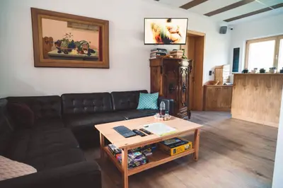 a living room with a couch and a coffee table at Camp Podgrad Vransko in Vransko