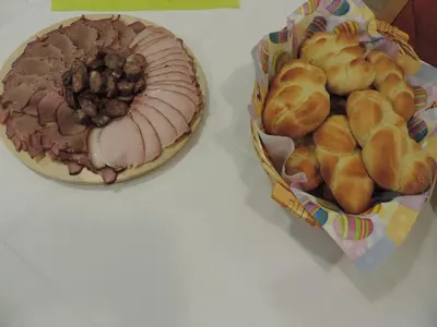 two baskets of pastries and a bag of nuts at Marijin dom - Retreat House in Bled